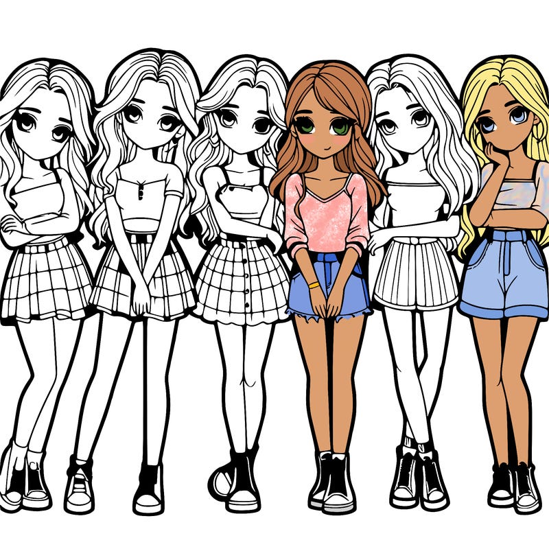 a group of girls realistic