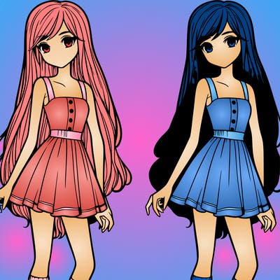 teenage girl with long hair and short dress