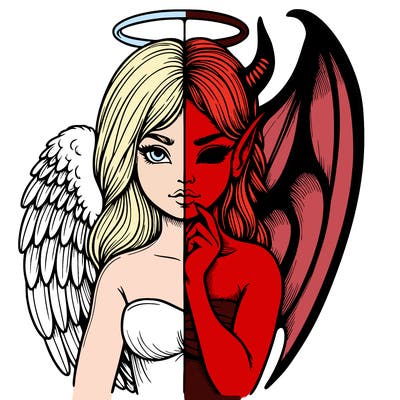 realistic angel half demon