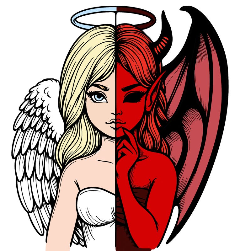 realistic angel half demon