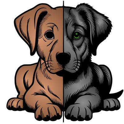 realistic dog split picture