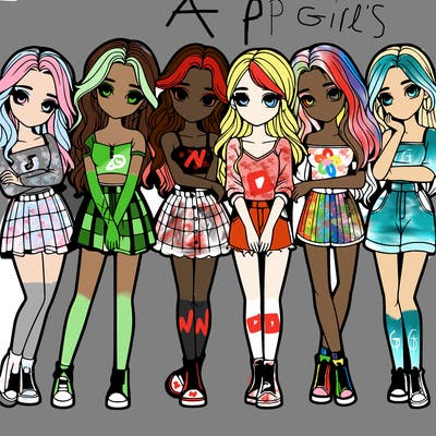 a group of girls realistic