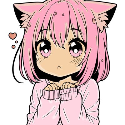shy anime catgirl