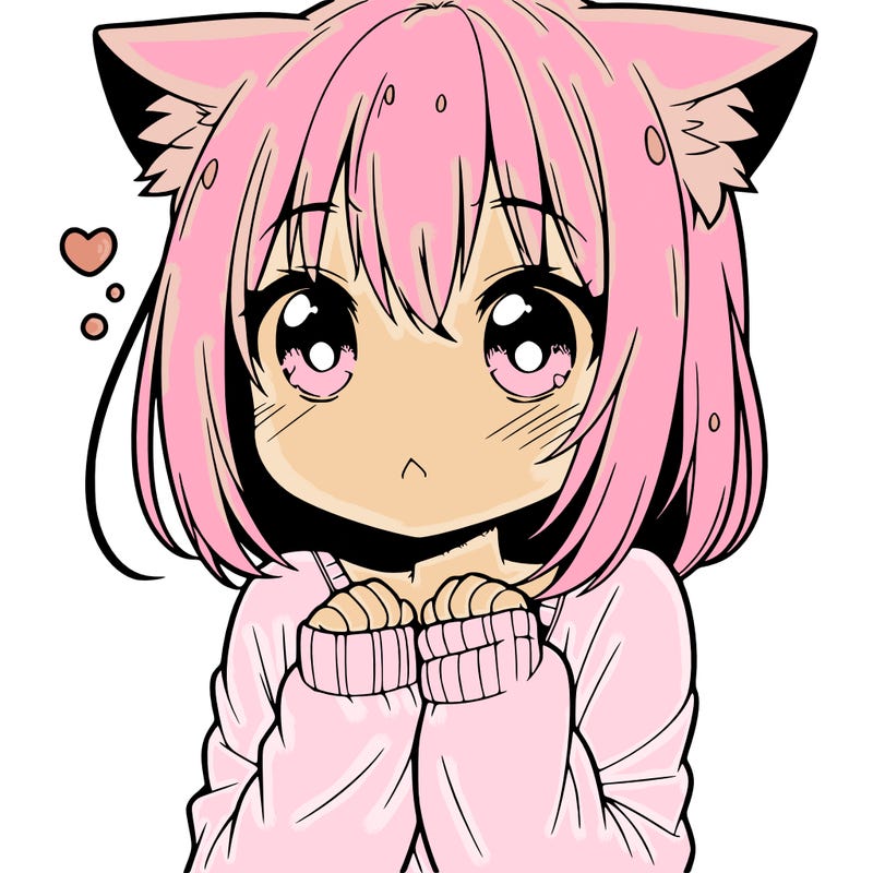 shy anime catgirl
