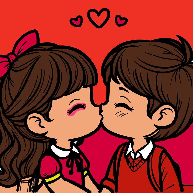 boy and girl kissing
