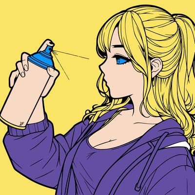 a realistic girl spray, painting