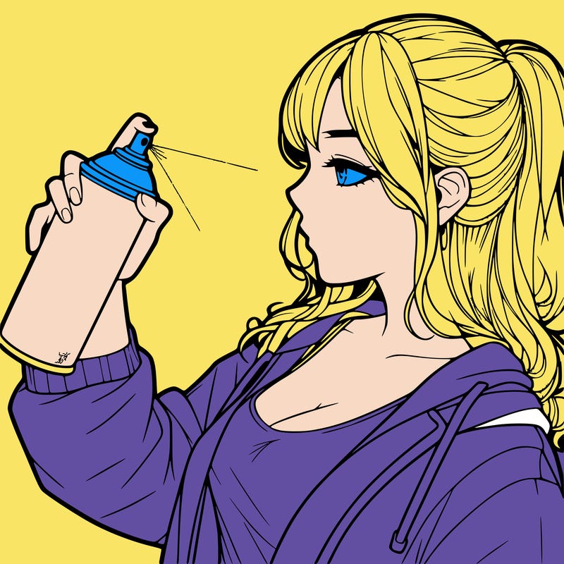 a realistic girl spray, painting