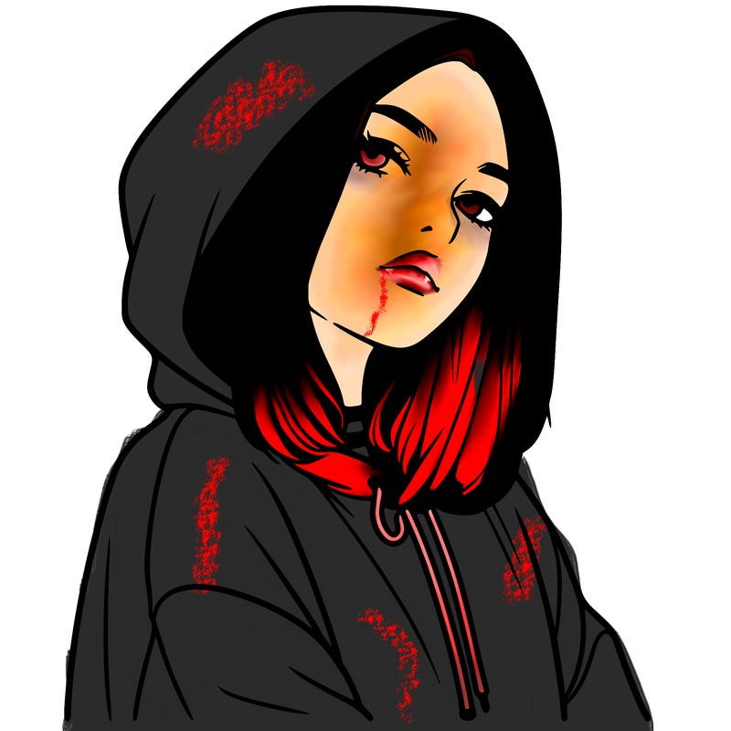 a realistic girl in a hoodie