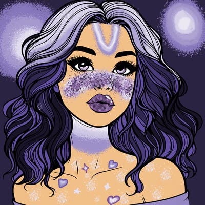 realistic girl with wavy hair and lips