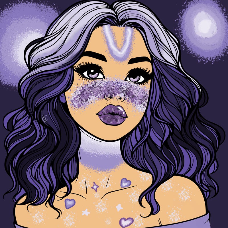 realistic girl with wavy hair and lips