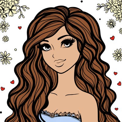 pretty woman with long wavy hair