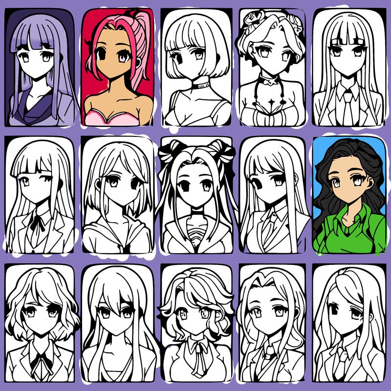 girls that look diffrent anime