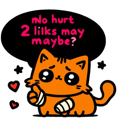 cute cat thats been hurt saiying 2 likes maybe
