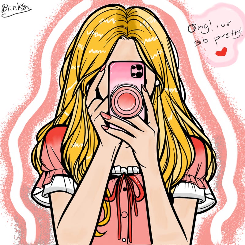a realistic girl holding her phone taking pictures
