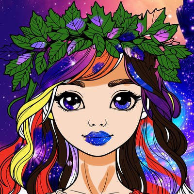 realistic girl with fall leaf crown