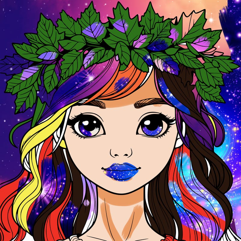 realistic girl with fall leaf crown