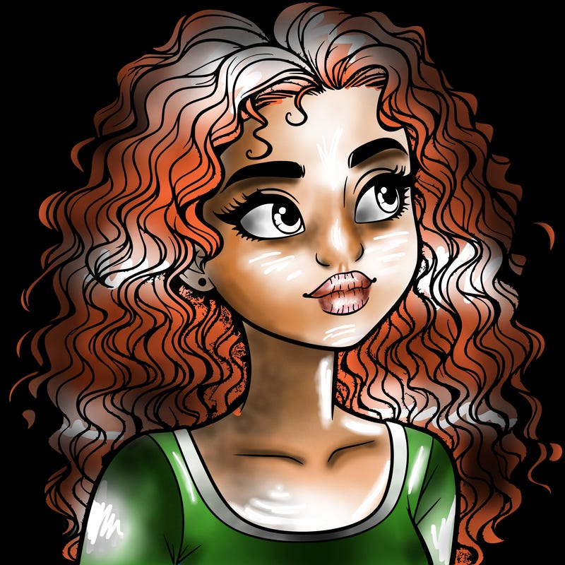 realistic girl with curly hair