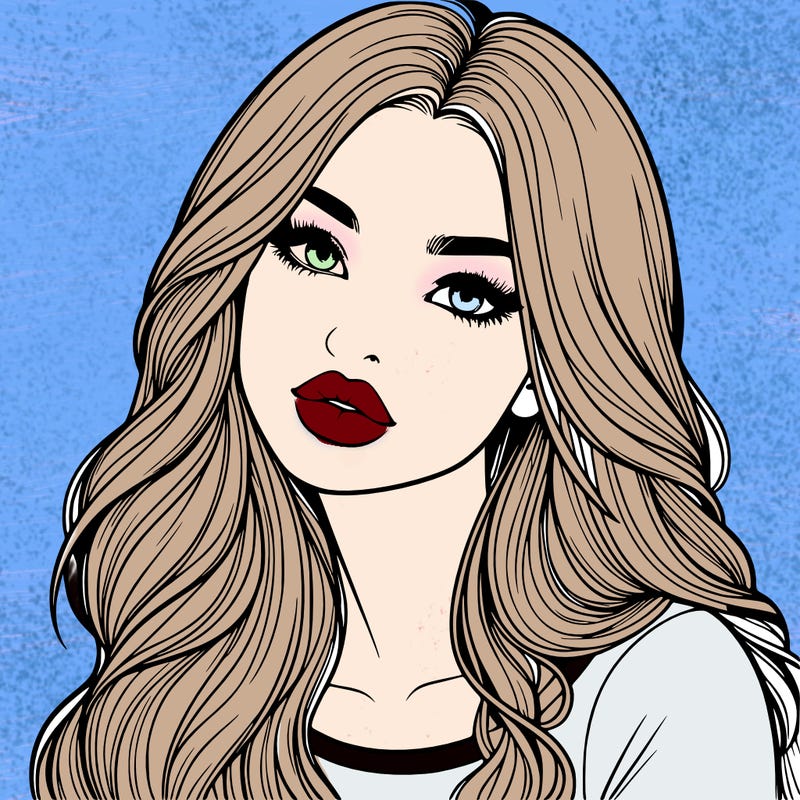 realistic girl with hair on her hair and lips