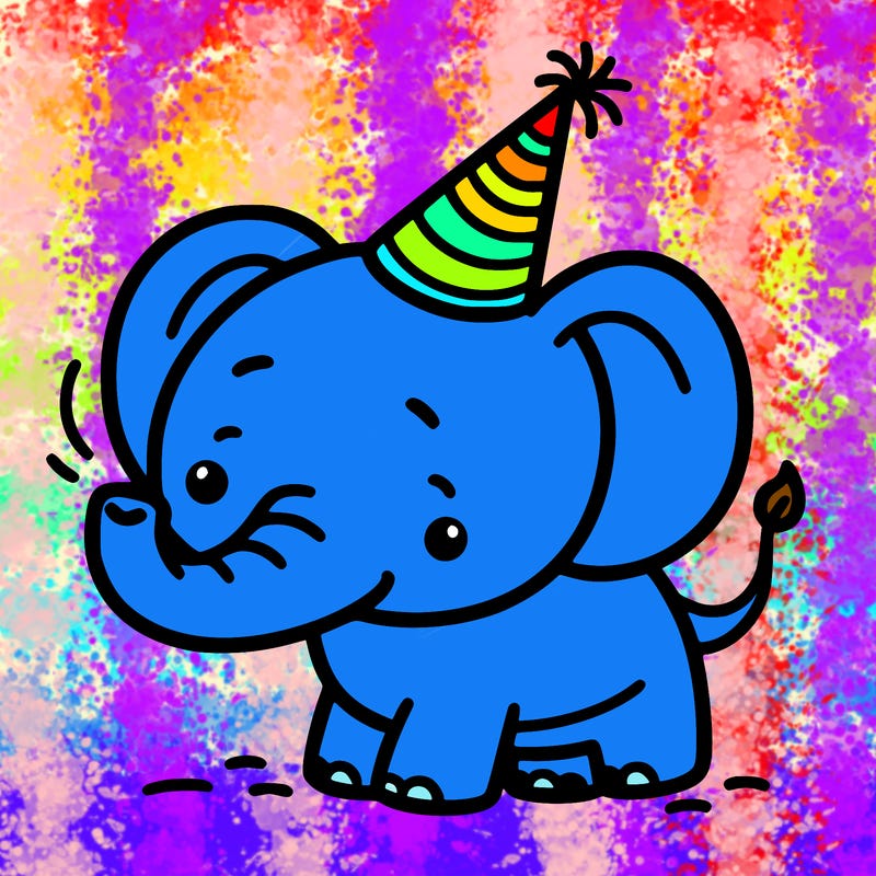 elephant with party hat