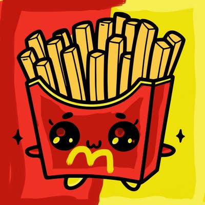 a cute. french fries