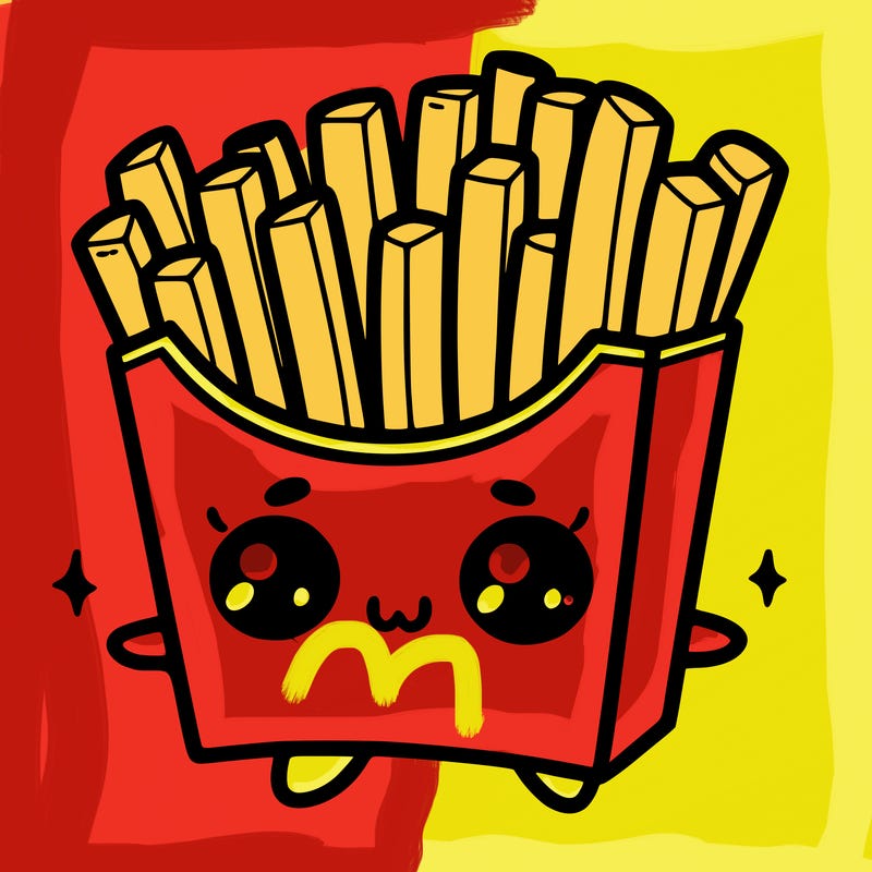 a cute. french fries