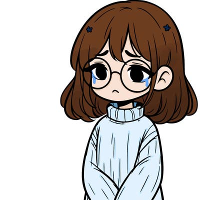 sad girl with glasses in a sweater