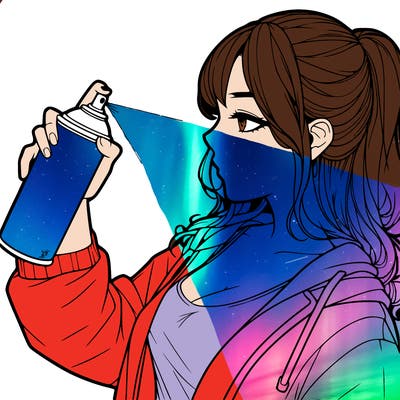 a realistic girl spray, painting