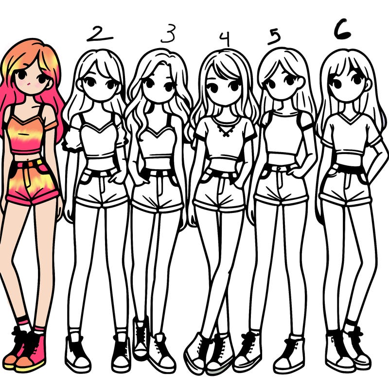 a group of girls wearing crop tops and shorts