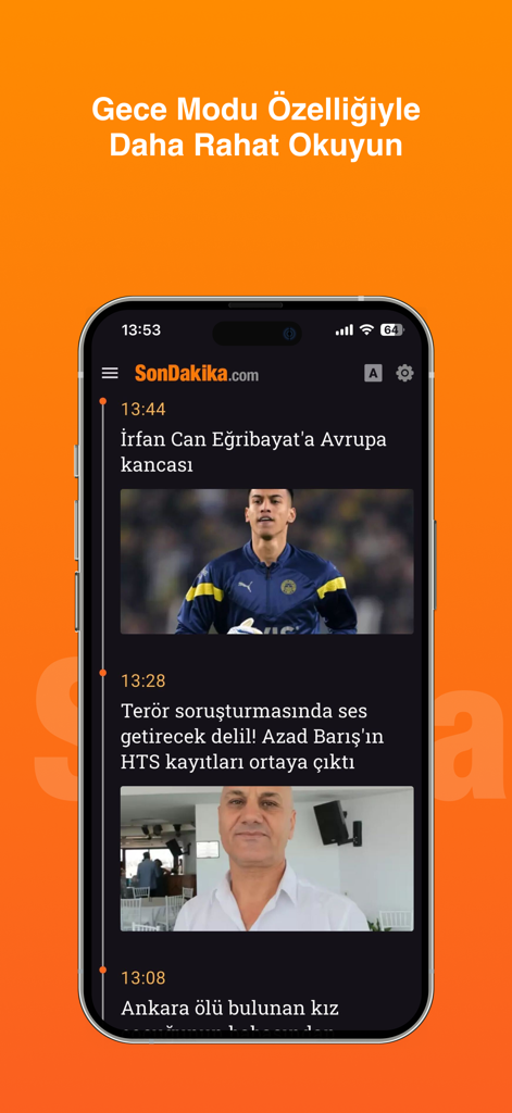 Son Dakika - Son Dakika news app interface displaying Turkish news articles in dark mode on an iPhone
