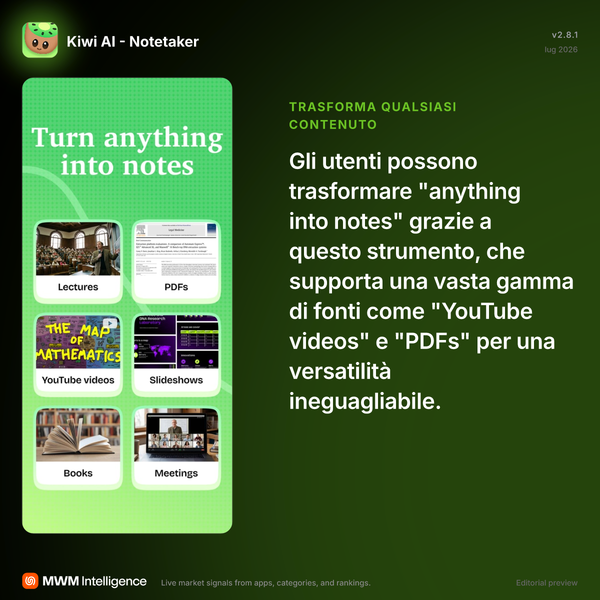 Kiwi AI - Studio & Sbobine - App di Istruzione | MWM