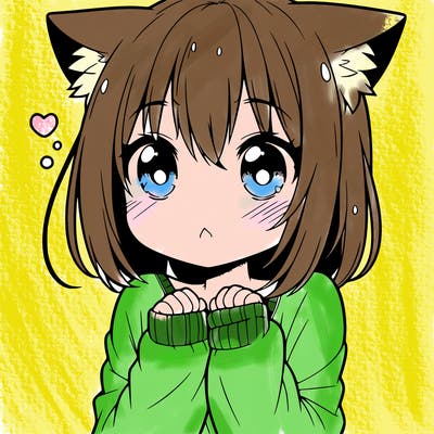 shy anime catgirl
