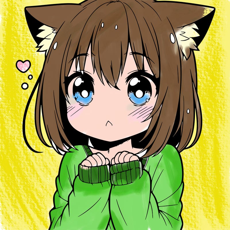 shy anime catgirl