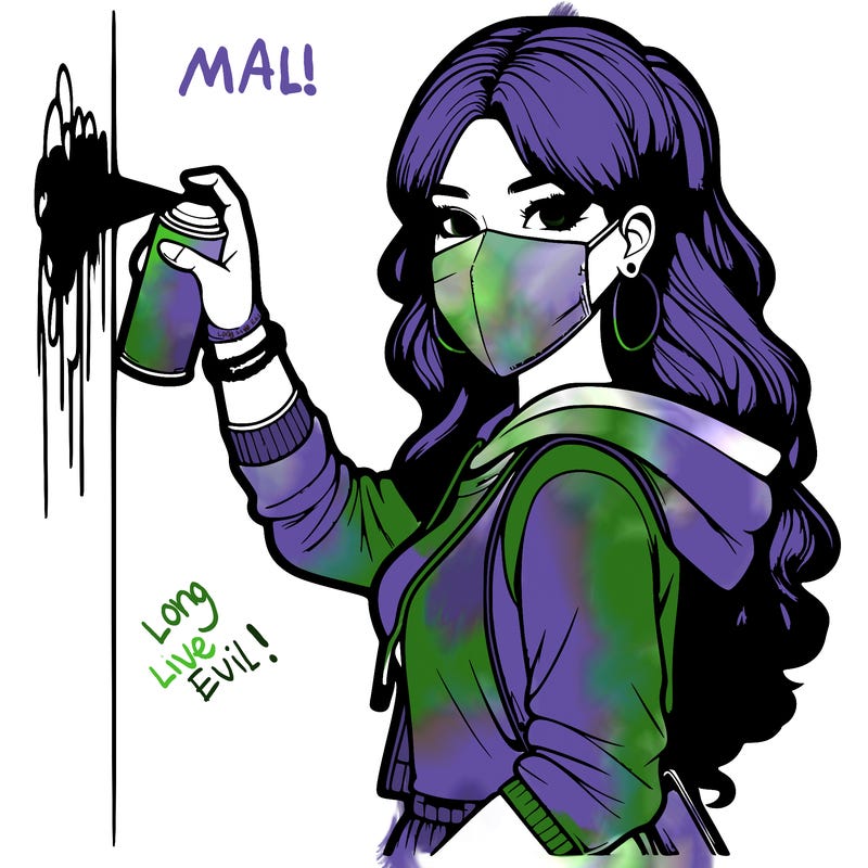 realistic girl with mask spray painting a wall