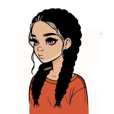 realistic girl with braids