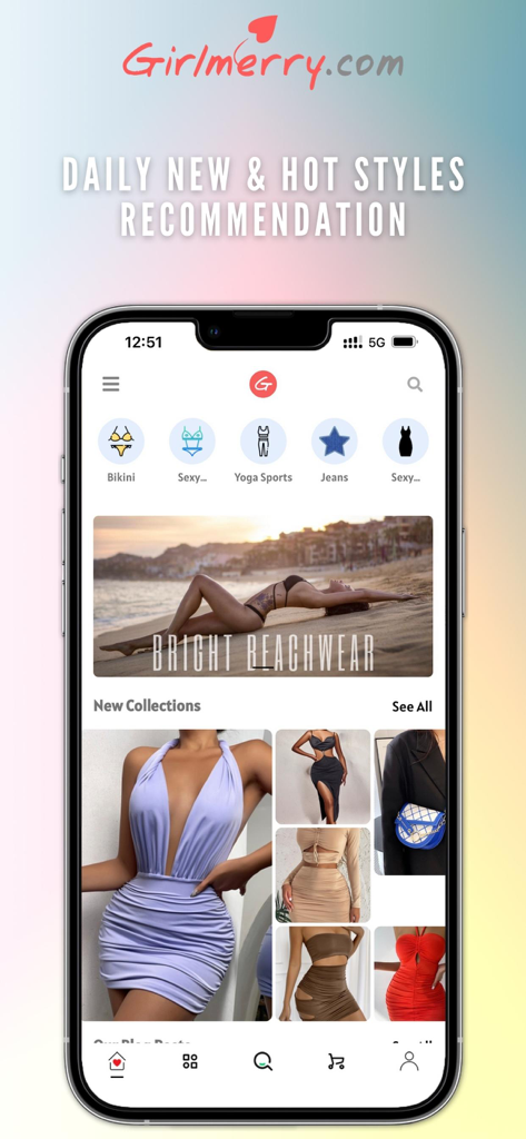 Interface of Girlmerry wholesale fashion app featuring daily new arrivals and trending styles