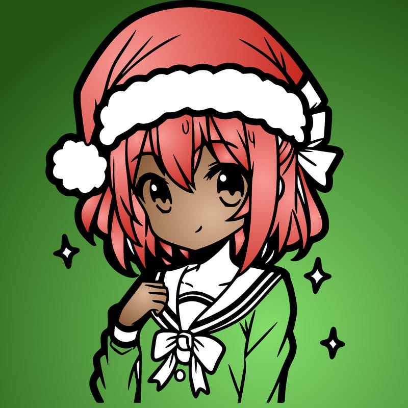 anime girl wearing a santa hat