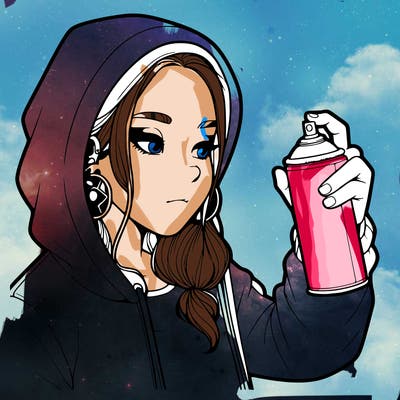 a realistic girl, spray painting