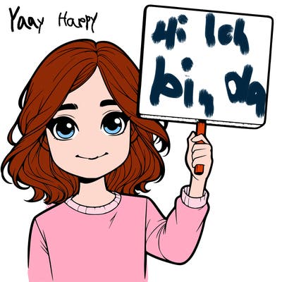 realistic girl holding up a sign