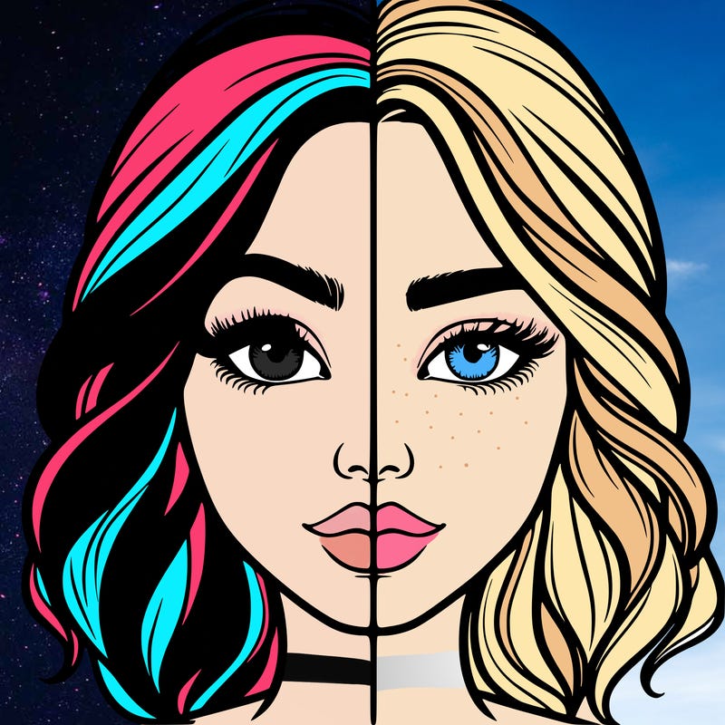 realistic girl split half