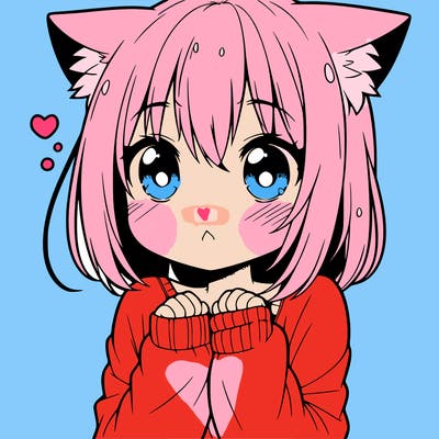 shy anime catgirl
