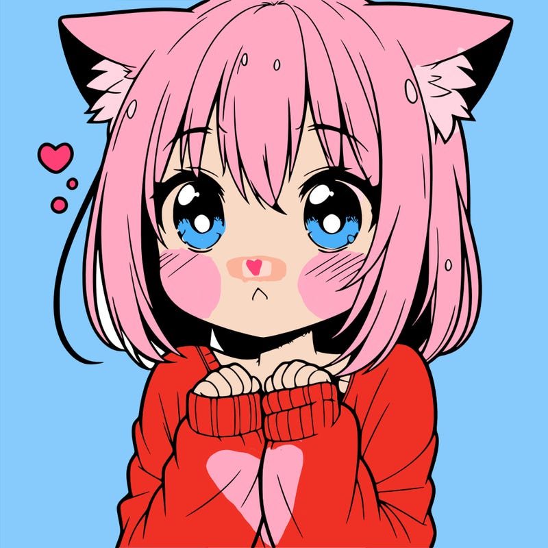 shy anime catgirl