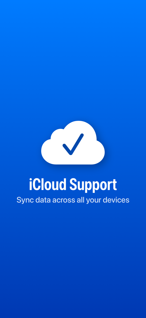 Numi app screen showing iCloud support for syncing financial data across all devices