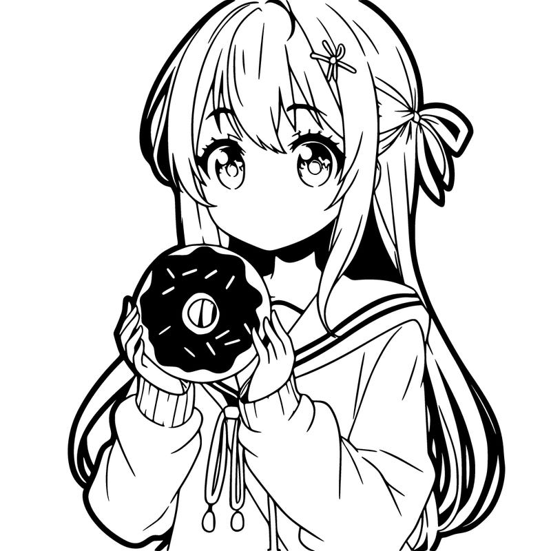 anime girl holding donut