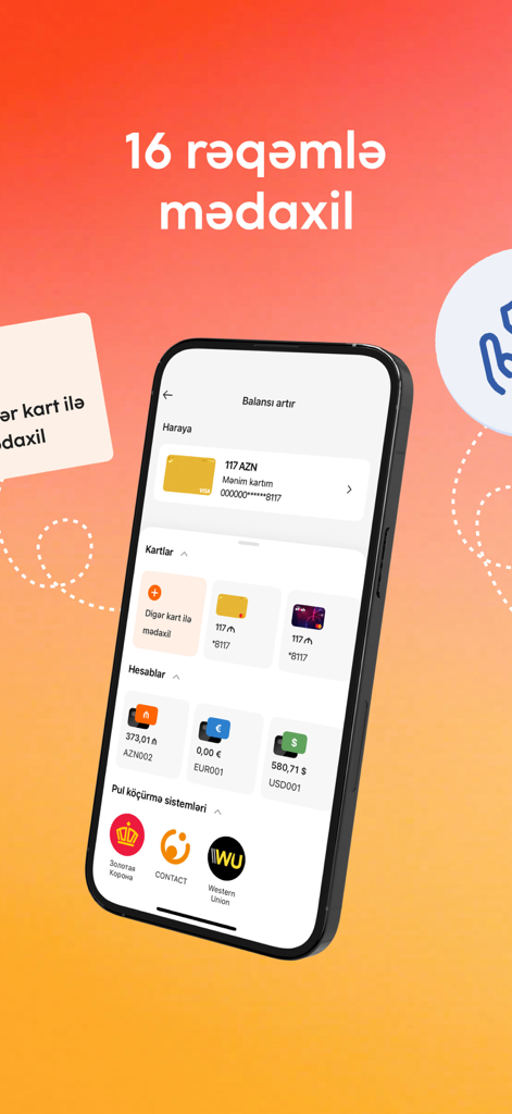 UBank by Unibank - Dashboard dell'app UBank che mostra le opzioni di ricarica del saldo e i sistemi di trasferimento di denaro internazionali