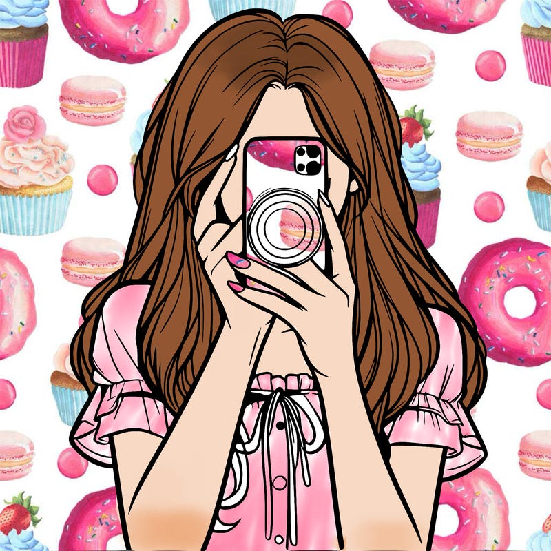 a realistic girl holding her phone taking pictures