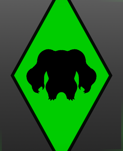 Silhueta de herói alienígena preta em um fundo de diamante verde no aplicativo Omnitrix Simulator