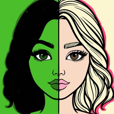 realistic girl split half