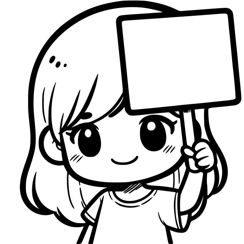 a girl holding up a blank sighn