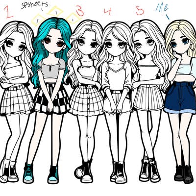 a group of girls realistic