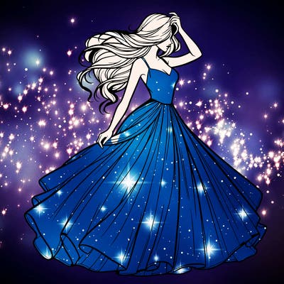 realistic woman with dress flowing in the wind